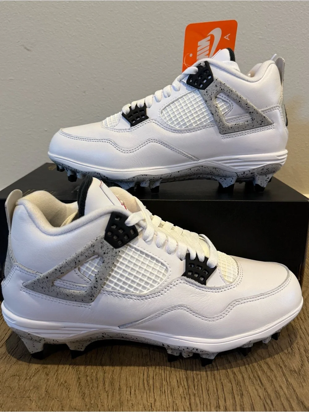 Jordan 4 Retro White Cement Cleats